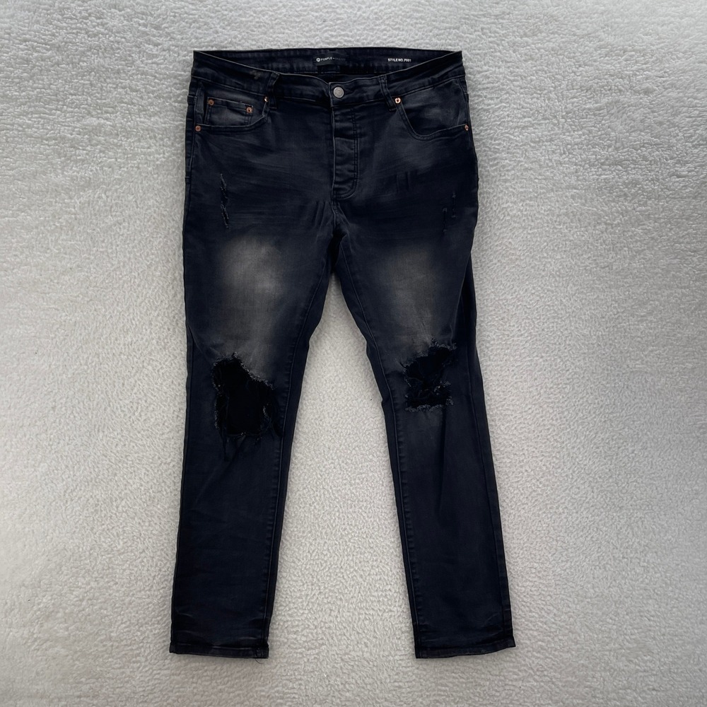 Purple Brand Jeans Mens 38x32* Black P001 Skinny Fit Denim Grunge Streetwear
